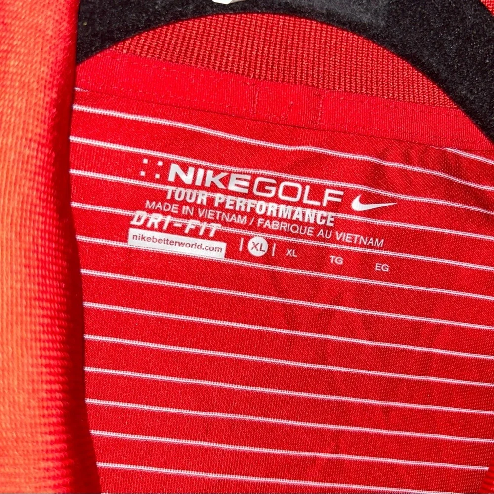 Disney Mickey Nike Golf Dri-FIT red stripe Golf Polo Shirt XL top parks